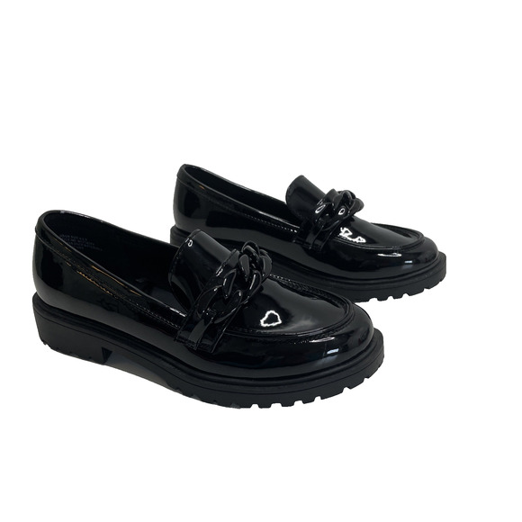 Marc Fisher Kids Black Patent Leather Chunky Loafer Girls Size 4 School Uniform - Picture 1 of 10